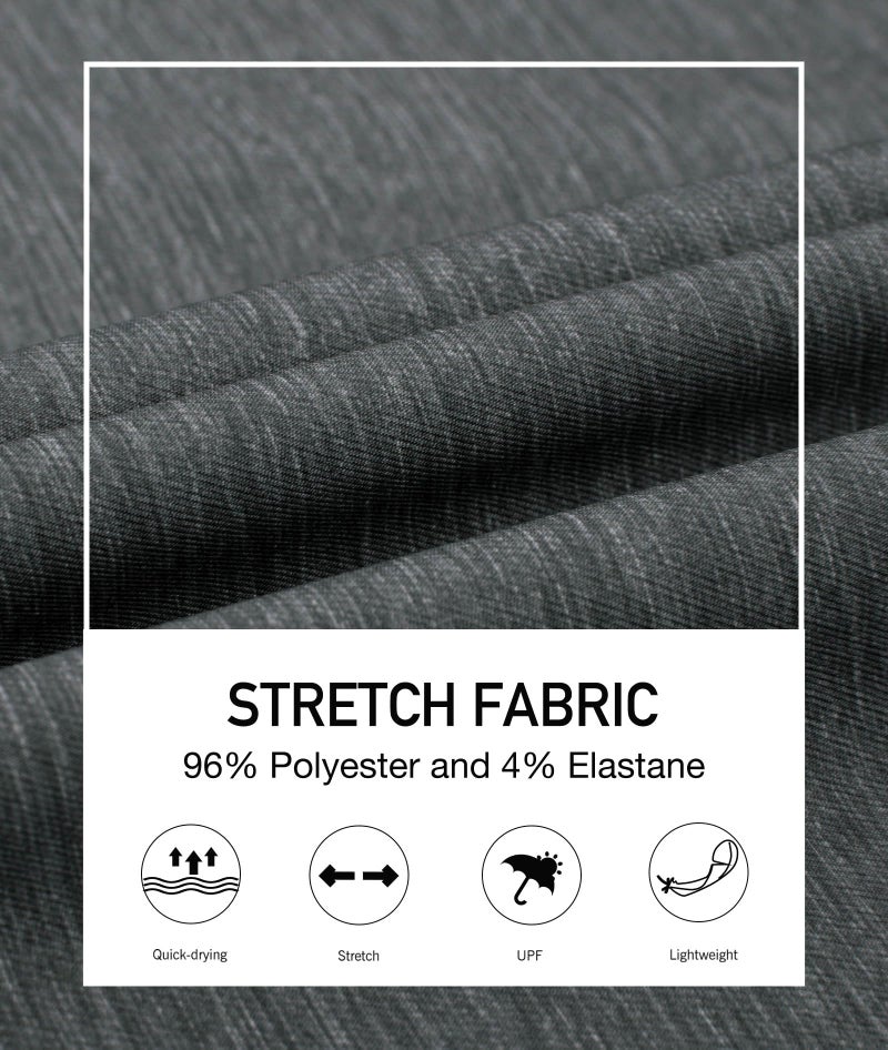 PULI Men's Classic-fit 10â€ Stretch Golf Short Casual Chino Hybrid Dress Flat Front Lightweight Quick Dry with Pockets Grey 34 - Image 5